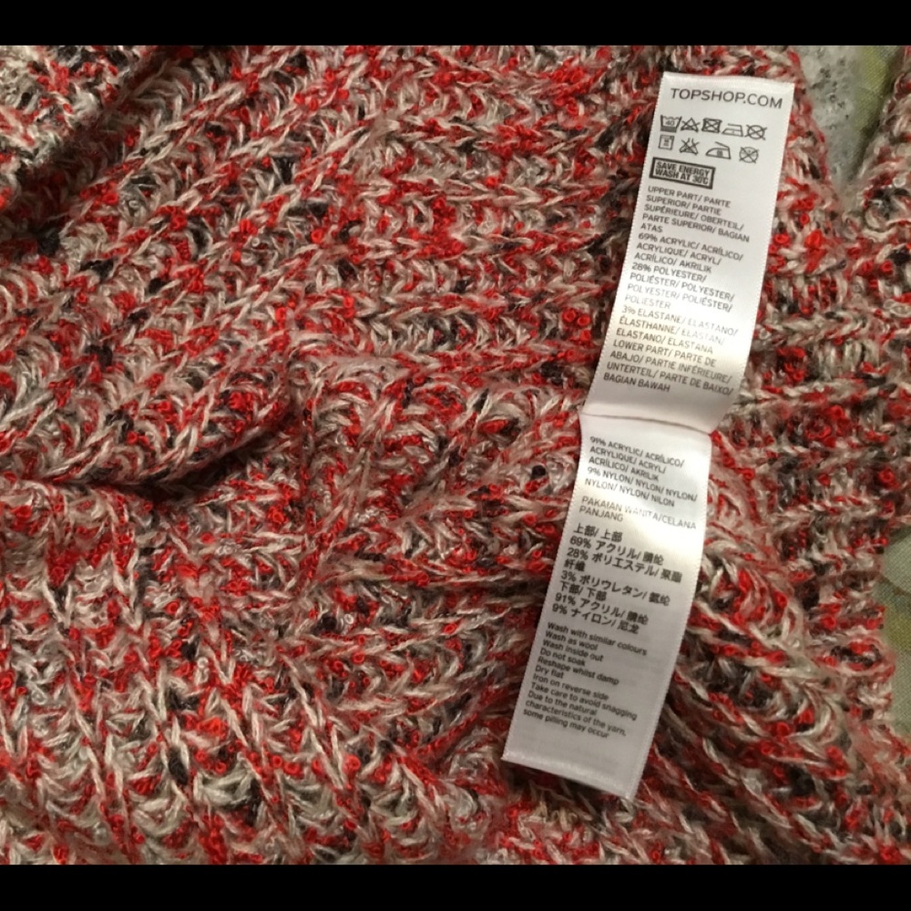 TOPSHOP gray red SOFT turtleneck SWEATER size XS/S - Picture 6 of 6